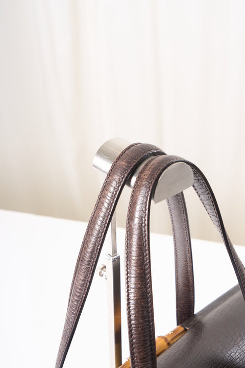 Gucci Bamboo Bullet Dark Brown Pony Hair Bag