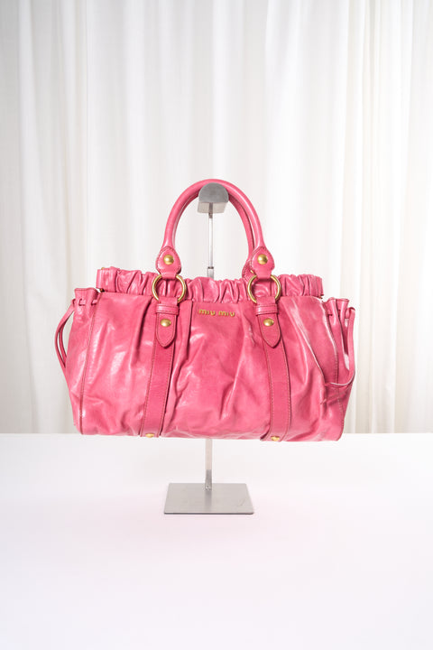 Miu Miu Vitello Pink Leather Shoulder Bag