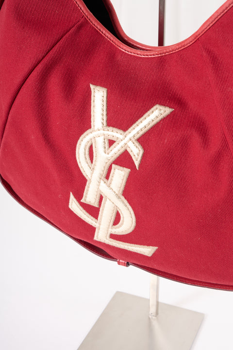 YSL Mombasa Red Canvas Shoulder Bag