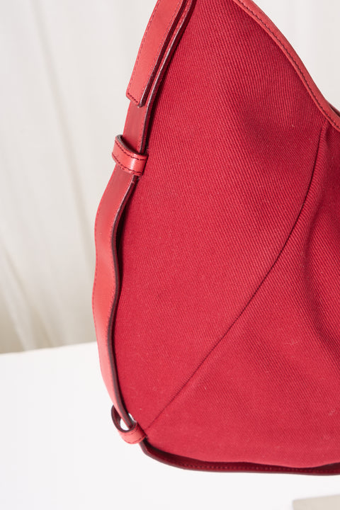 YSL Mombasa Red Canvas Shoulder Bag