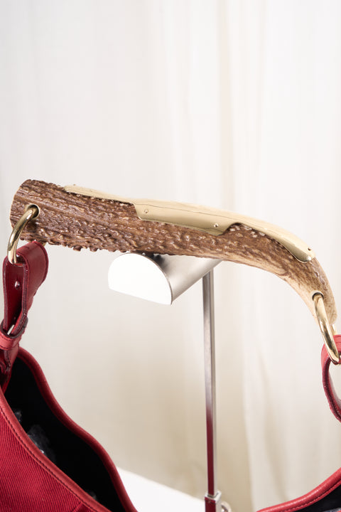 YSL Mombasa Red Canvas Shoulder Bag