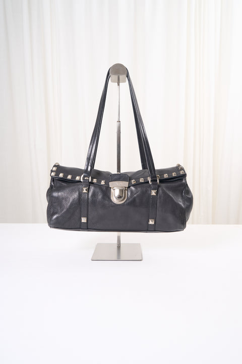 Prada Vitello Black Calfskin Leather Shoulder Bag