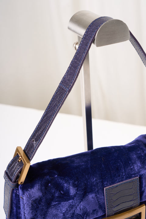 Fendi Baguette Purple Velvet Shoulder Bag