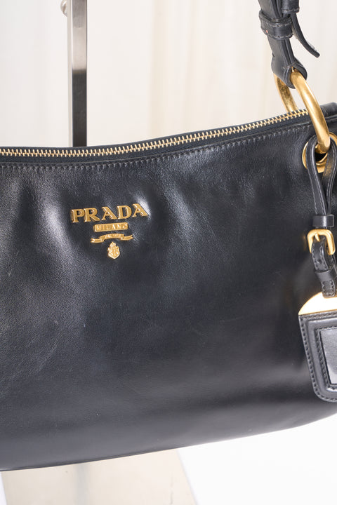 Prada Black Leather Shoulder Bag