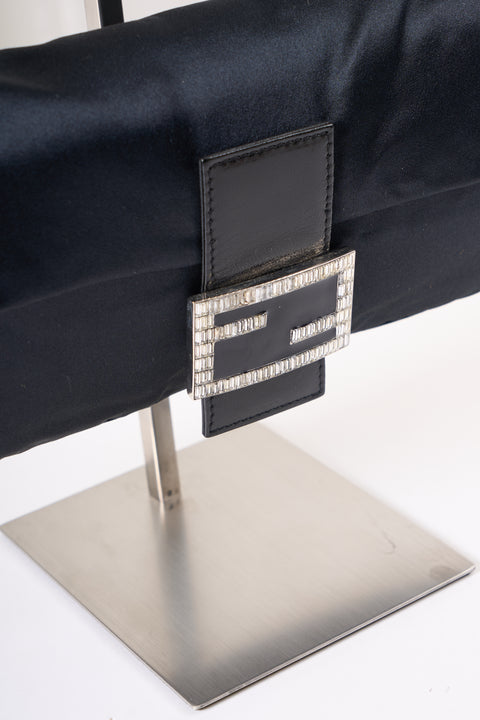 Fendi Baguette Satin Shoulder Bag With Rhinestone Hardware