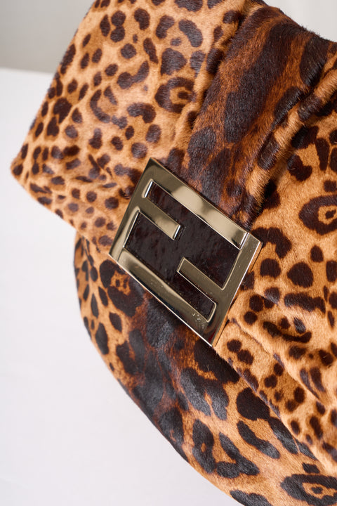 Fendi Mamma Baguette Leopard Print Pony Hair
