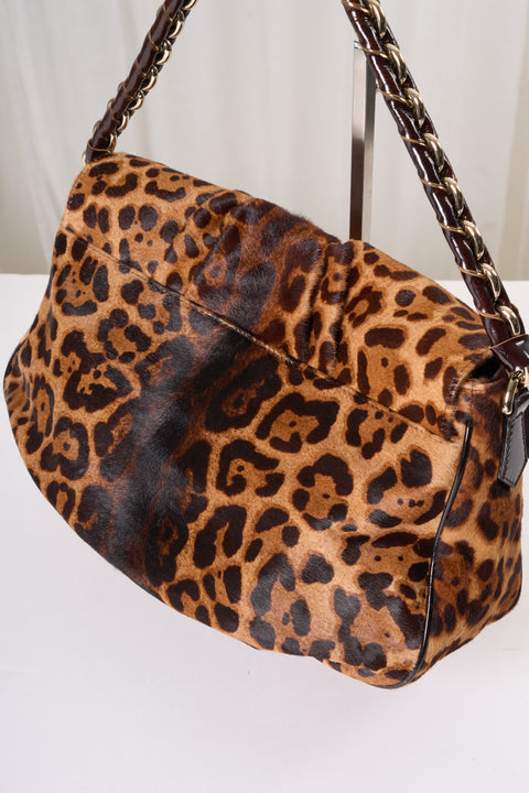 Fendi Mamma Baguette Leopard Print Pony Hair