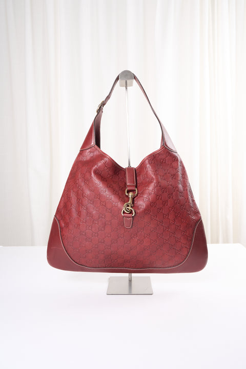Gucci Guccissima Red Leather Hobo Bag