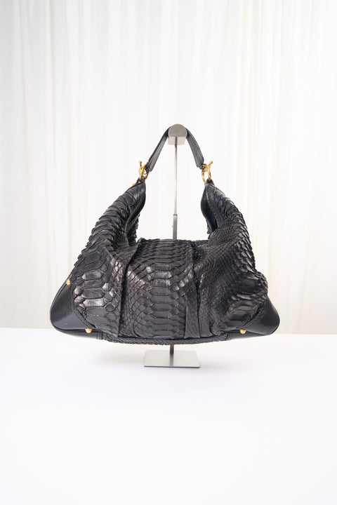 Gucci Black Embossed Leather Shoulder Bag