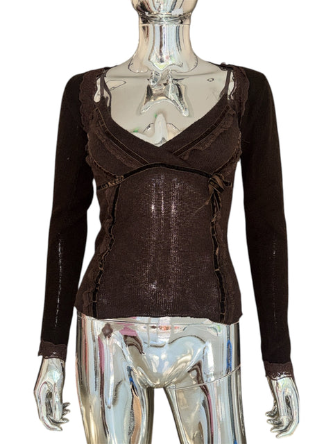 Vintage Brown Wool And Lace Bolero Set
