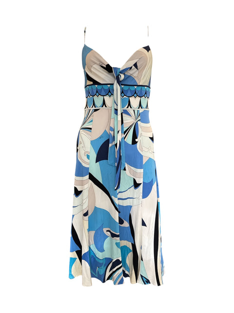 Emilio Pucci Blue Signature Print Silk Dress