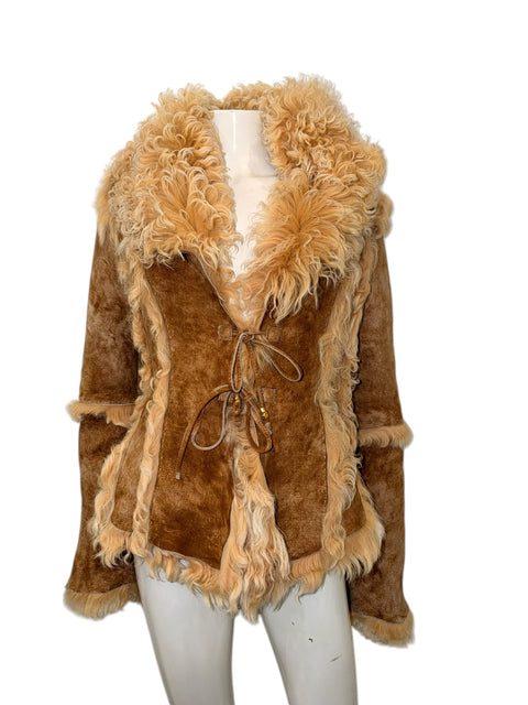 Roberto Cavalli Camel Shearling Jacket