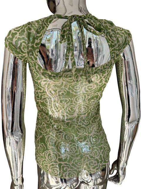 Glenfield Green Transparent Mesh Top