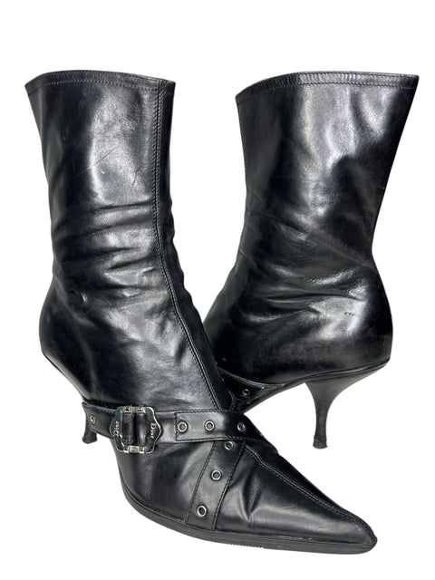 Christian Dior Black Leather Belt Boots
