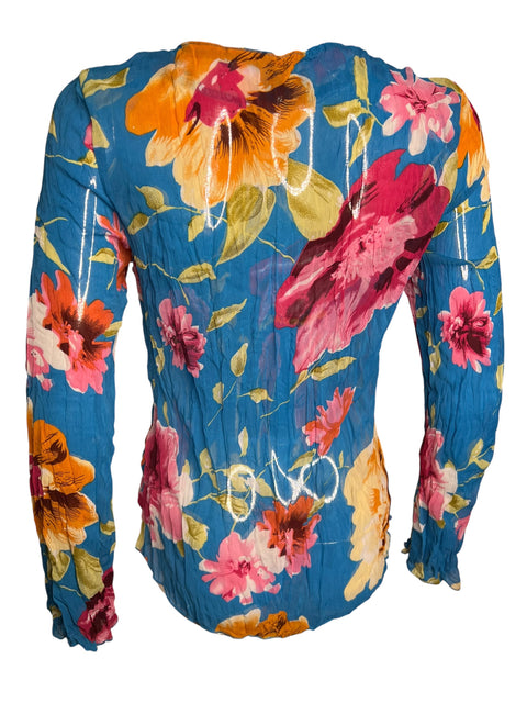 BLUE blue Colors Floral Print Blouse