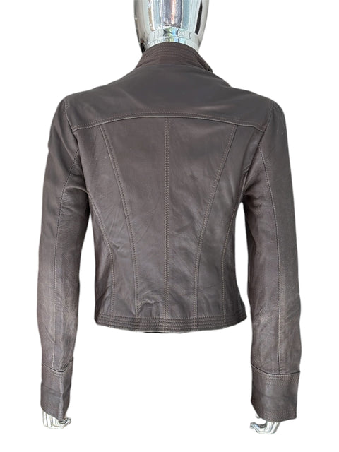 Relish Dark Brown Real Leather Military Jacket