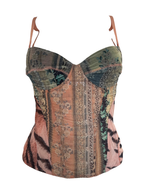 Roberto Cavalli Salmon Patchwork Bustier