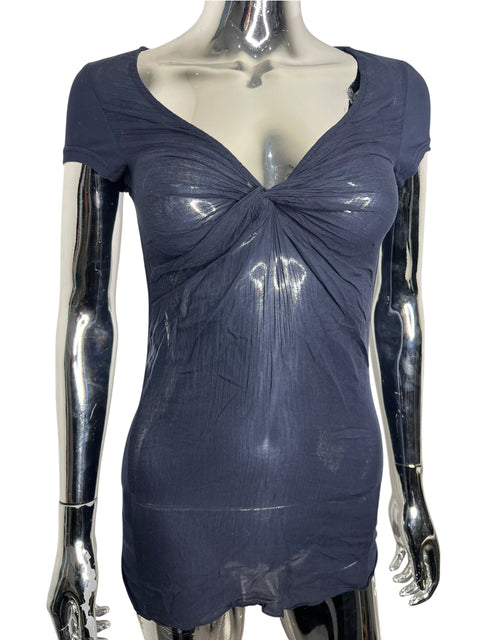 Royal Die Navy Blue Cotton Transparent Top