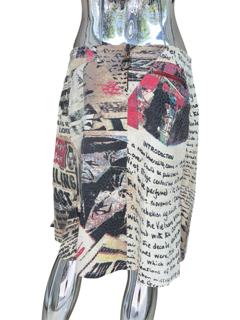 Just Cavalli Gazette Print Lace-Up Skirt