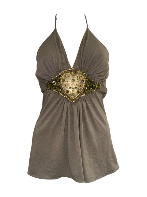 Sky Embellishment Olive Green Top