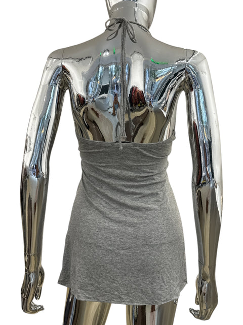 Sky Embellishment Gray Halter Top