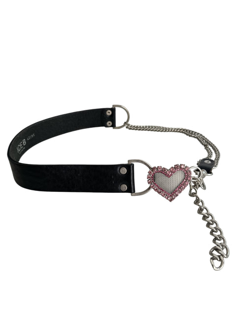 Iceberg Heart Detail Black Chain Belt