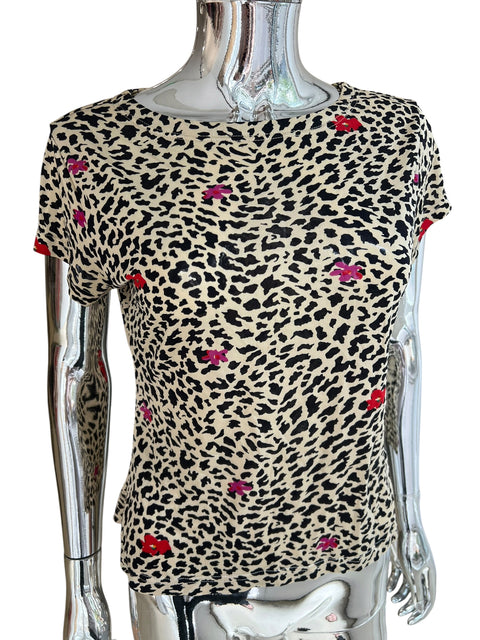 Chérie Leopard Flowers Print T-shirt