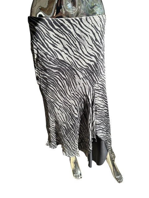 Blu Gaya Silk Gray Tiger Print Skirt