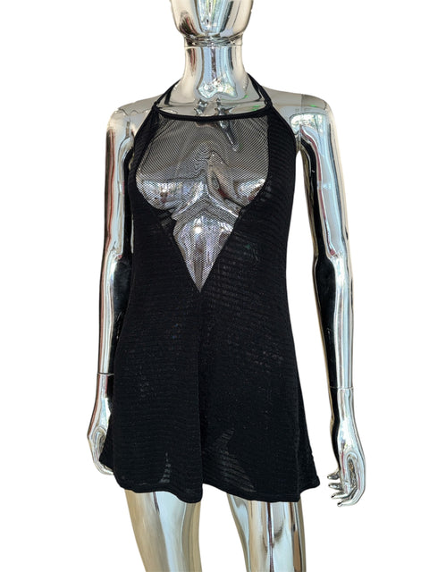 Vintage Black Mesh Minidress With Transparencies