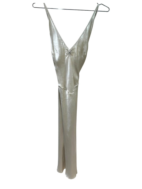 Misshelen Cream Satin Embellished Dress
