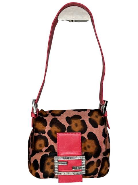 Fendi Mini Mamma Baguette Pink Leopard Print
