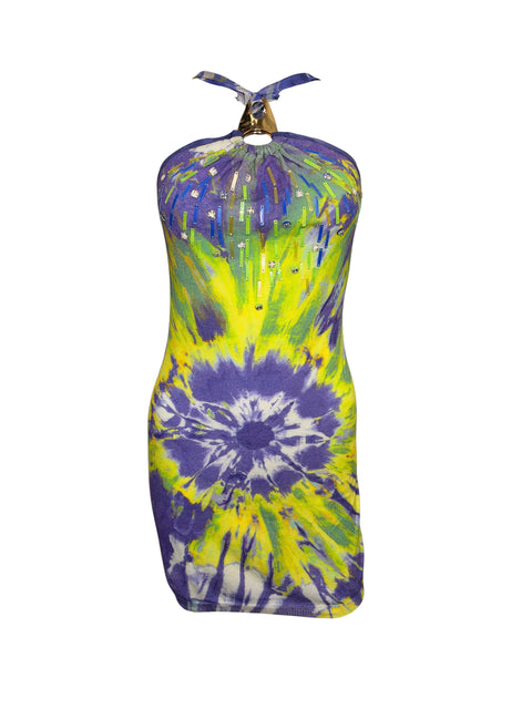 Blumarine Green & Purple Gemstone Dress