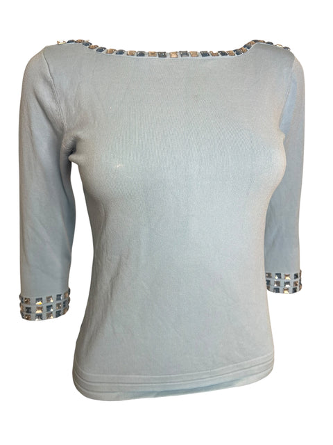 Lin Light Blue Rhinestone Long Sleeve