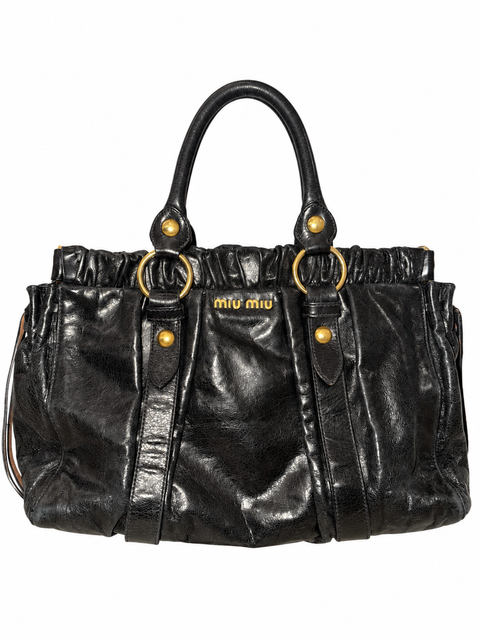 Miu Miu Vitello Black Leather Bag