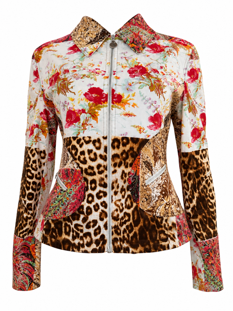 Roberto Cavalli Patchwork Lace-Up Jacket