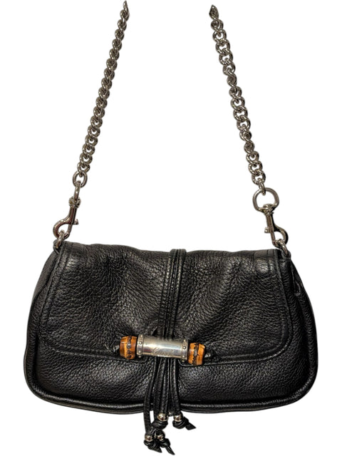Gucci Croisette Bamboo Black Leather Bag