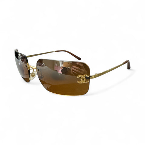 Chanel Brown Strass Sunglasses