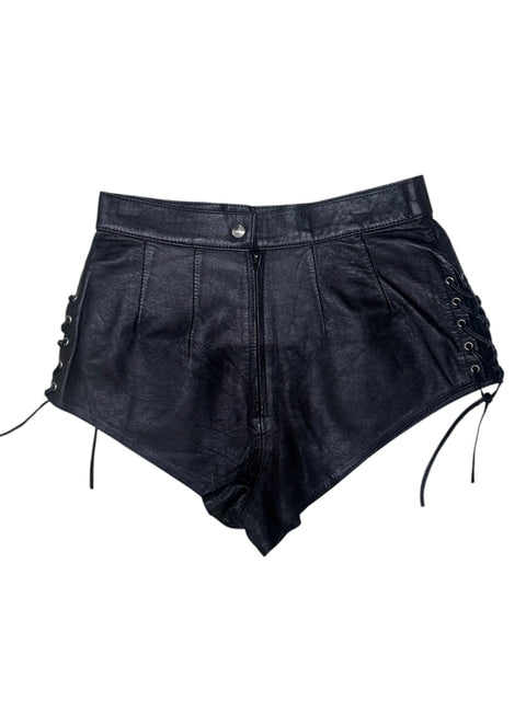 Mini Faux Leather Lace-up Short