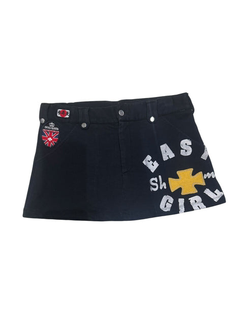 Mini Printed Message Black Skirt