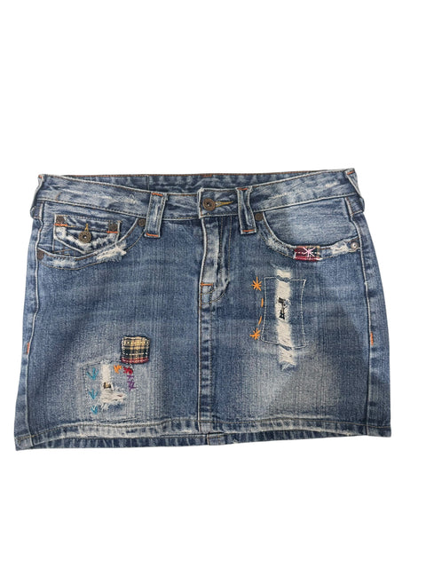 Vintage Tartan Details Jean Skirt