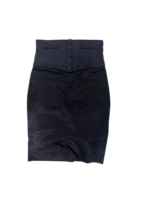 GF Ferré Black Fitted Waist Skirt