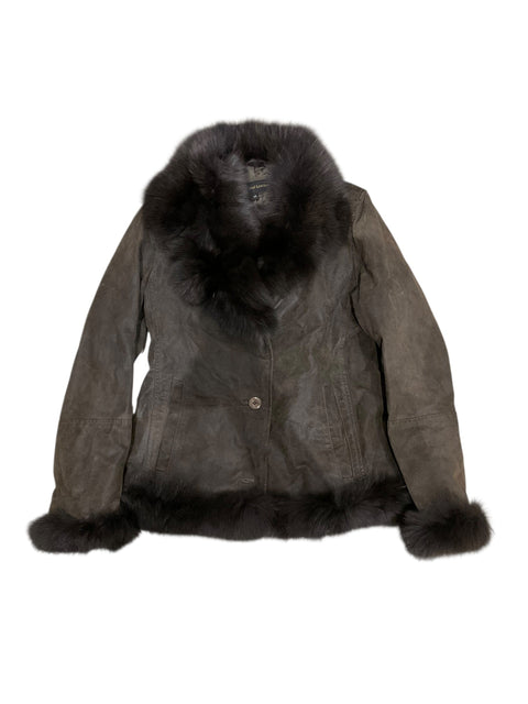 Vintage Brown Leather Fur Jacket