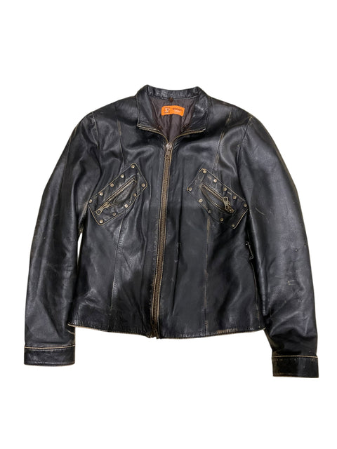 Vintage Black Worn Leather Jacket