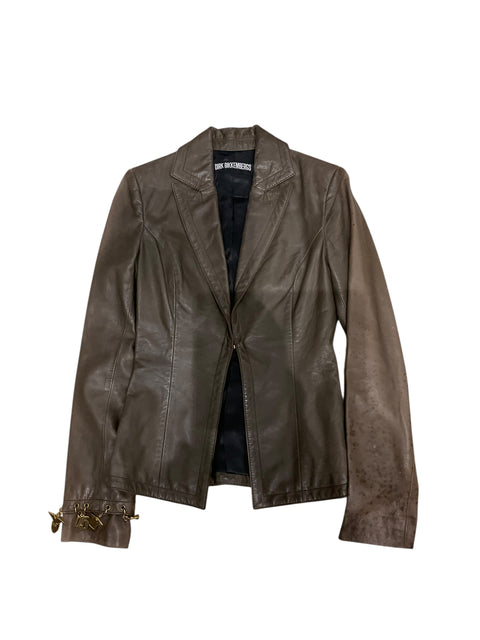 Dirk Bikkembergs Brown Leather Charms Jacket