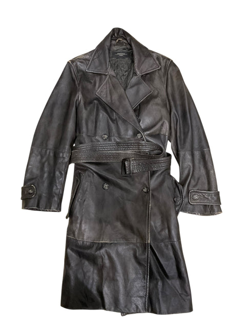 Max Mara Brown Leather Long Trench Coat