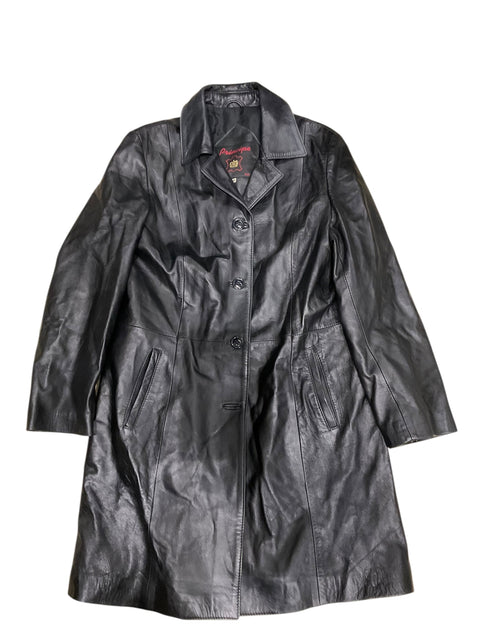 Principe Black Leather Long Coat