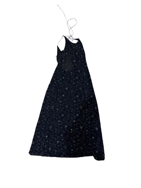 Vintage Long Brown Flowers&Strass Dress