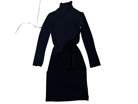 Backless Lace-Up Black Dress