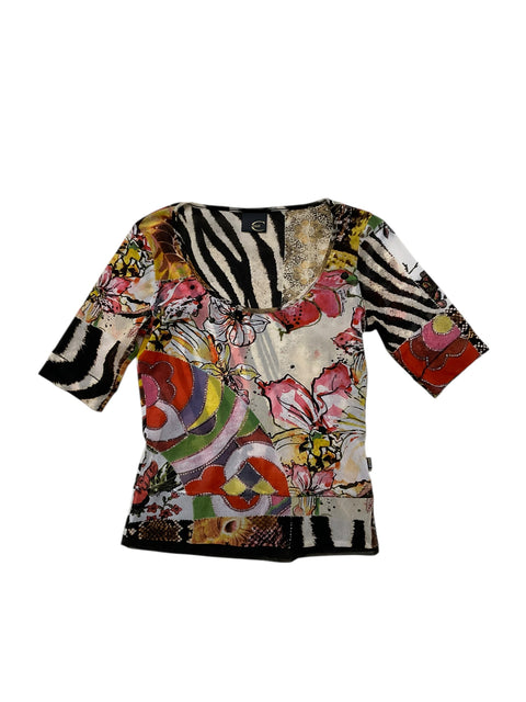 Just Cavalli Flower/Animal Print Mesh Top