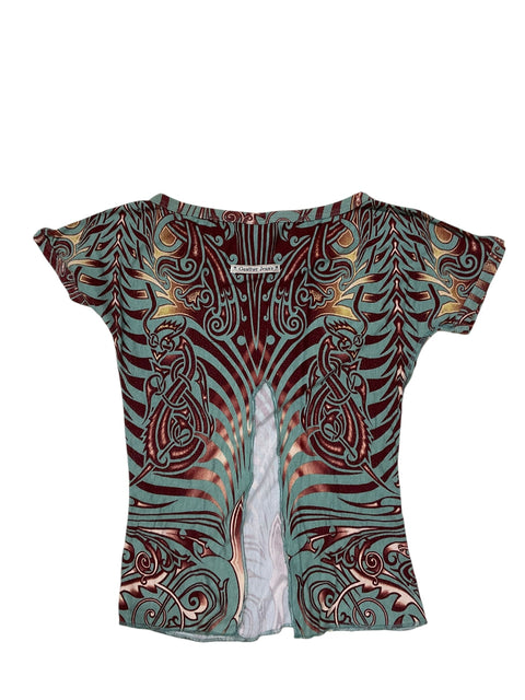 JPG Blue Red Tattoo Print Top